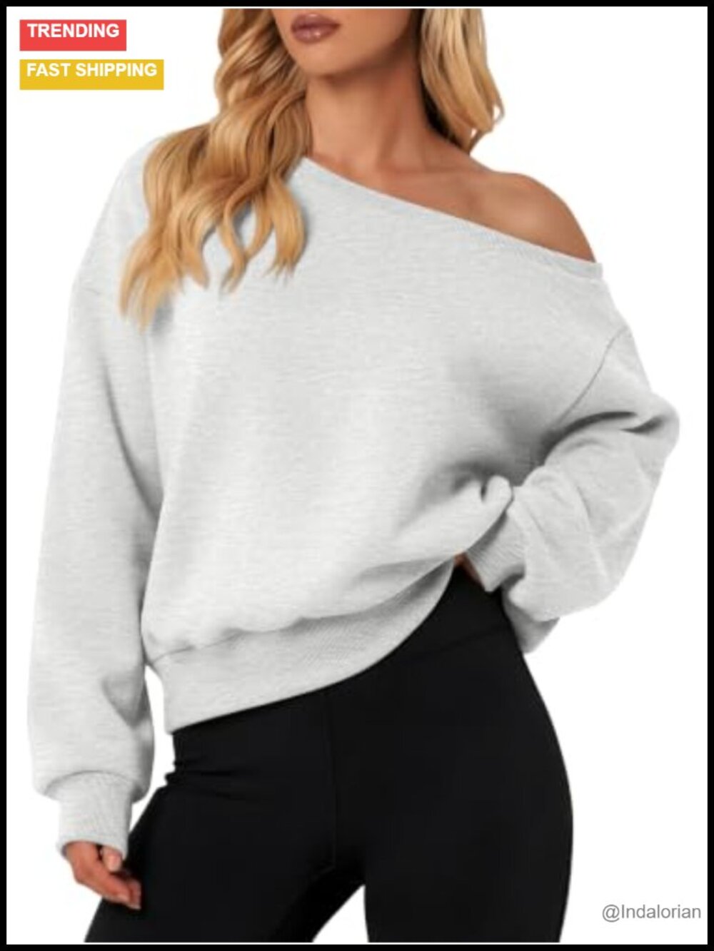 Off Shoulder Fleece Sweatshirt Crop Top Long Sleeve Pullover